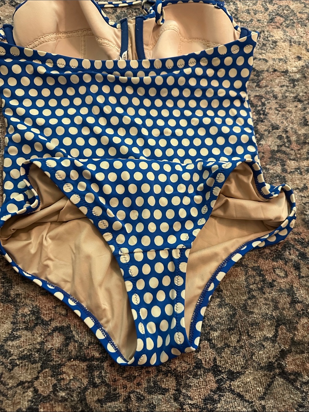 J. Crew Blue One-Piece Swimsuit with White Polka Dots - Picture 7 of 14